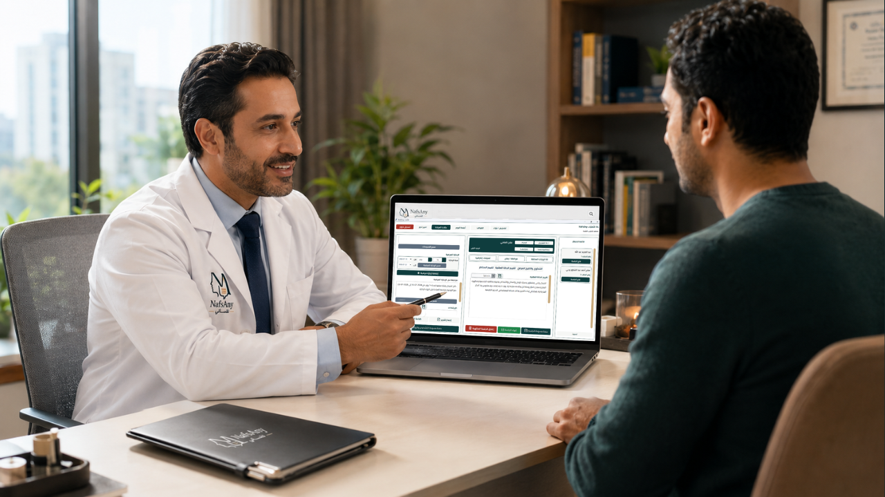 Psychiatrist in clinic