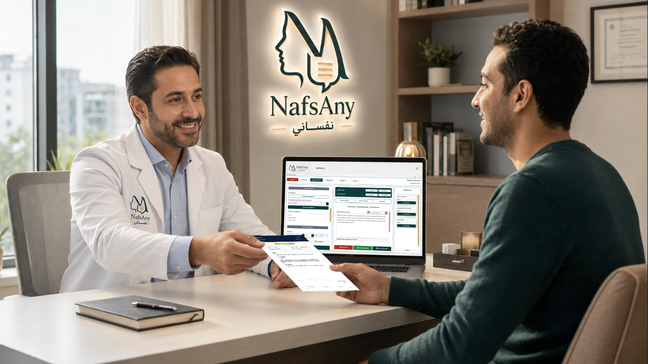 Psychiatrist in clinic